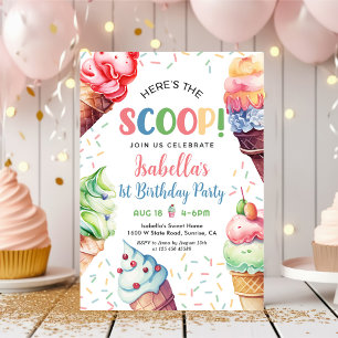 Invitation Voici la crème glacée Scoop Girls 1er anniversaire