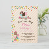 Invitation Voici la fête d'anniversaire de la crème glacée Sc (Debout devant)