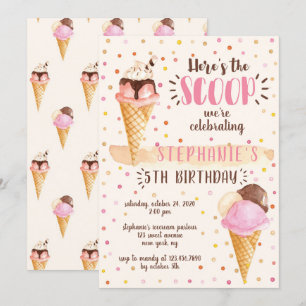 Invitation Voici la fête d'anniversaire de la crème glacée Sc