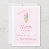 Invitation Voici la fête d'anniversaire de la crème glacée Sc (Devant)