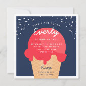 Invitation Voici la fête d'anniversaire de la crème glacée Sc (Devant)