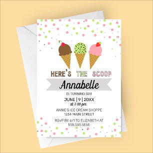 Invitation Voici la fête d'anniversaire de la crème glacée Sc