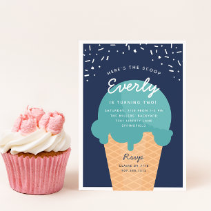 Invitation Voici la fête d'anniversaire de la crème glacée Sc