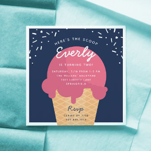 Invitation Voici la fête d'anniversaire de la crème glacée Sc