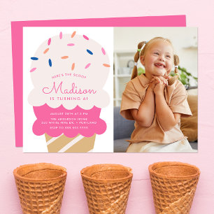 Invitation Voici la fête d'anniversaire de la crème glacée Sc