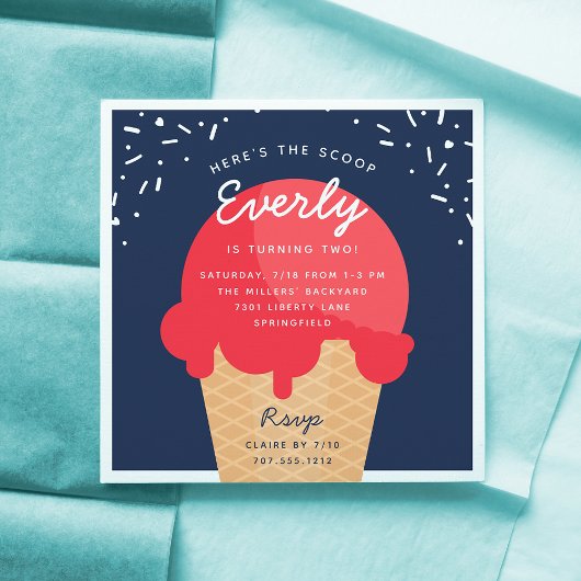 Invitation Voici la fête d'anniversaire de la crème glacée Sc