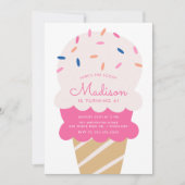 Invitation Voici la fête d'anniversaire de la crème glacée Sc (Devant)