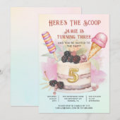 Invitation Voici la fête de la crème glacée 5e anniversaire d (Devant / Derrière)