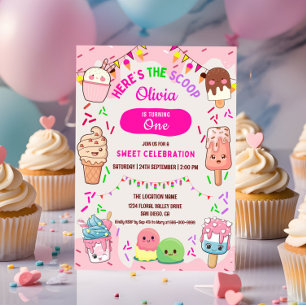 Invitation Voici la fête de la crème glacée Scoop 1er anniver