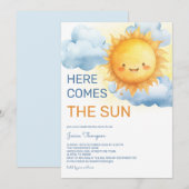 Invitation Voici la fête de l'arrivée du Soleil Bébé Garçon (Devant / Derrière)