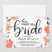 Invitation Voici La Fête des mariées Florale De Mariée (Devant / Derrière)