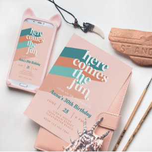 Invitation Voici la Fun Retro Boho 30th Birthday Party