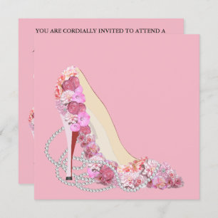 Invitation Voici la mariée Pink & Flowers Diamonds Party