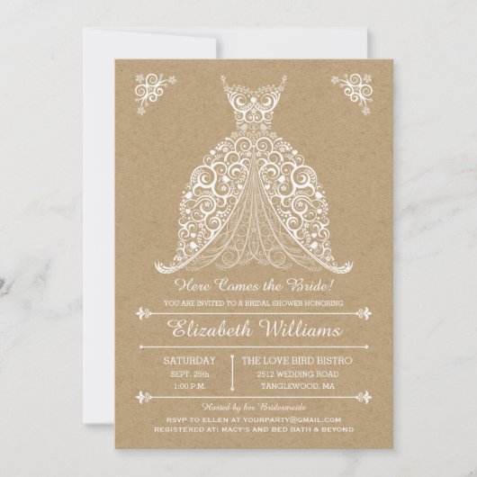Invitation Voici la mariée ! Shower de mariage (Devant)
