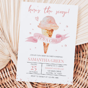 Invitation Voici la nouvelle C'est une fille Baby Shower