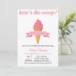 Invitation Voici la nouvelle – C'est une fille Baby Shower