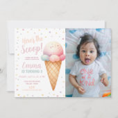Invitation Voici la photo de glace rose Scoop Pastel (Devant)