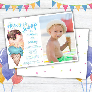 Invitation Voici la Scoop Boys Ice Cream Photo Anniversaire