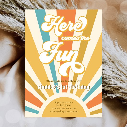 Invitation Voici L'Amusant Retro Boho Hippie Boy Anniversaire