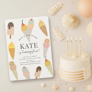 Invitation Voici l'Anniversaire de enfant de crème glacée col