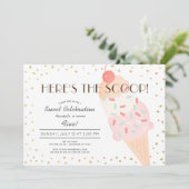 Invitation Voici l'Anniversaire de la crème glacée rose de Sc (Debout devant)