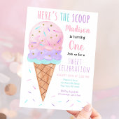 Invitation Voici l'anniversaire de la crème glacée rose Scoop