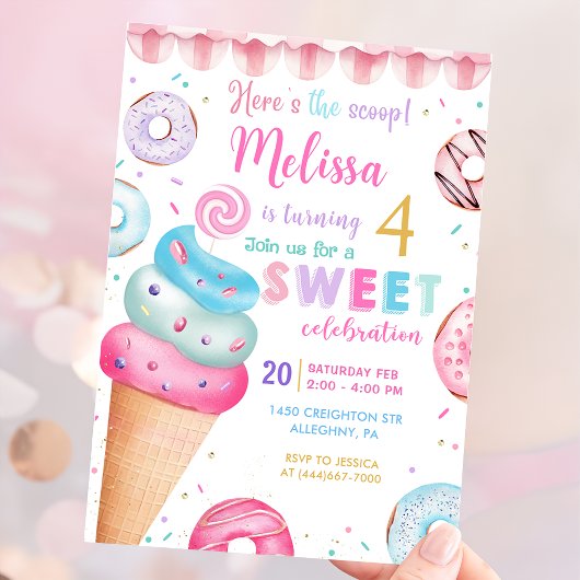 Invitation Voici l'anniversaire de la crème glacée Scoop