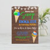 Invitation Voici l'anniversaire de la fête de la crème glacée (Debout devant)
