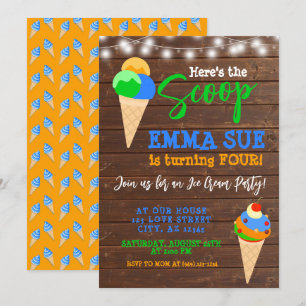 Invitation Voici l'anniversaire de la fête de la crème glacée