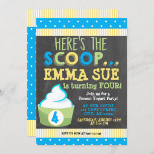 Invitation Voici l'anniversaire de la fête du yaourt congelé 