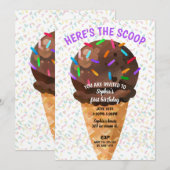 Invitation Voici l'anniversaire de la fille de crème glacée S (Devant / Derrière)