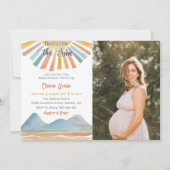 Invitation Voici Le Baby shower Arc-En-Ciel Sun Retro (Devant)