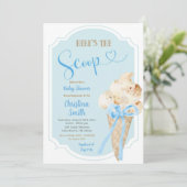 Invitation Voici le Baby shower bleu crème glacée Scoop (Debout devant)