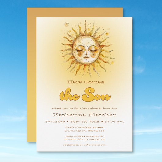 Invitation Voici le Baby shower céleste du Fils
