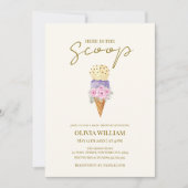 Invitation Voici le Baby shower de crème glacée Florale Scoop (Devant)