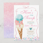 Invitation Voici le Baby shower de crème glacée Scoop (Devant / Derrière)