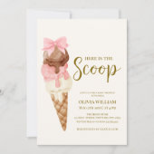 Invitation Voici le Baby shower de crème glacée Scoop Bow (Devant)