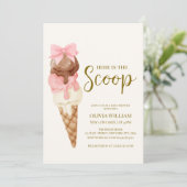 Invitation Voici le Baby shower de crème glacée Scoop Bow (Debout devant)
