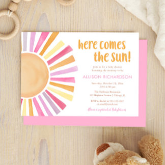 Invitation Voici le baby shower de fille de la fille du solei