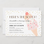 Invitation Voici le Baby shower de fille rose crème glacée Sc (Devant)