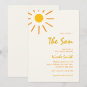 Invitation Voici le Baby shower de garçon de l'écriture du fi (Devant / Derrière)