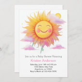 Invitation Voici le Baby shower de la fille Sun Boho (Devant / Derrière)