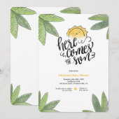 Invitation Voici le Baby shower du Fils (Devant / Derrière)