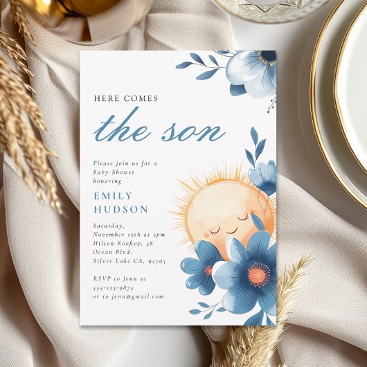 Invitation Voici le Baby shower du Fils