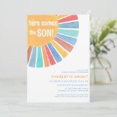 Invitation Voici le Baby shower du fils (Debout devant)