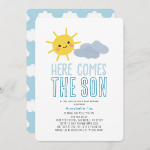 Invitation Voici le Baby shower du garçon Soleil Souriant du 