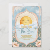 Invitation Voici le Baby shower Fils Bébé Garçon (Devant)