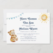 Invitation Voici Le Baby shower Fils Boho Bear Boy (Devant)