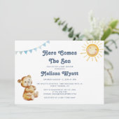 Invitation Voici Le Baby shower Fils Boho Bear Boy (Debout devant)