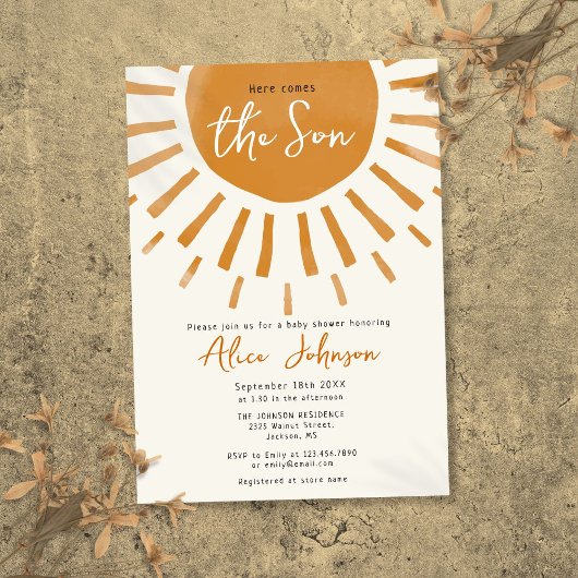 Invitation Voici Le Baby shower Fils Boho Boy